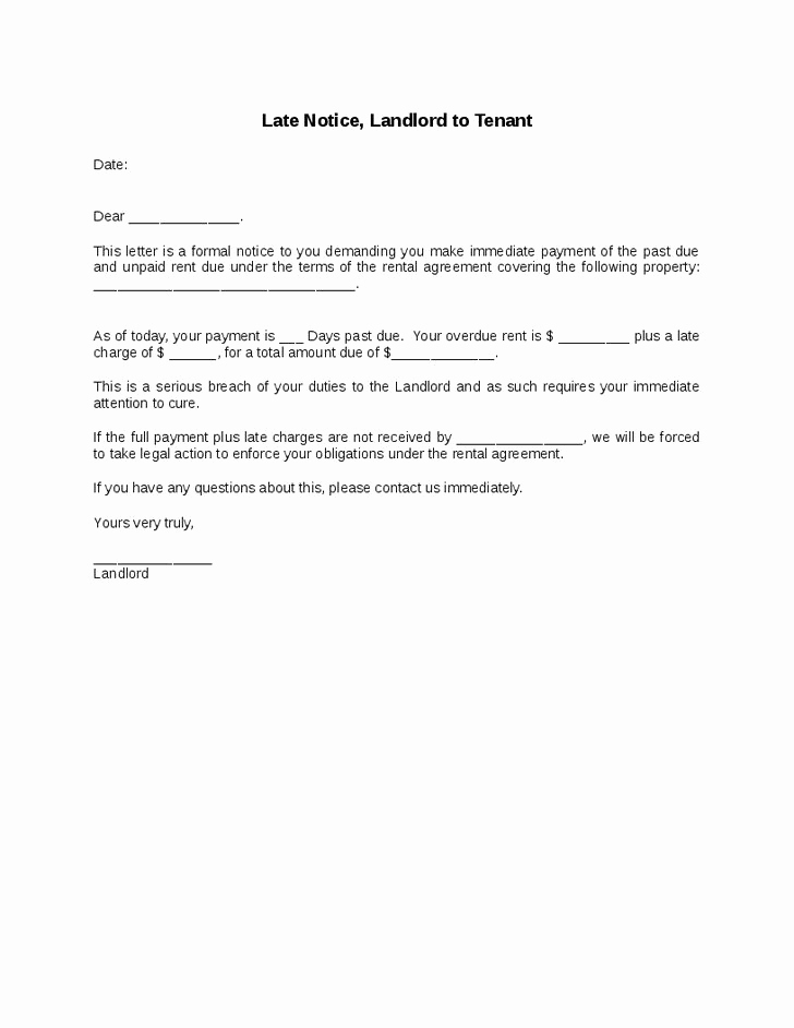 Letter to Land Lord Elegant Late Notice Landlord to Tenant Hashdoc Letter to