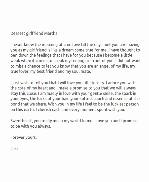 Letter to Your Girlfriend Beautiful Sample Love Letters for Her 7 Examples In Word