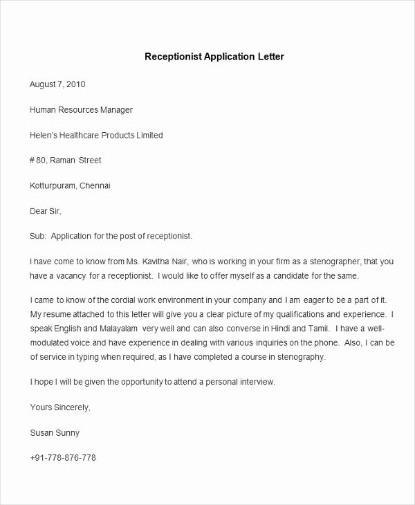 Letters Of Application Example Luxury 94 Best Free Application Letter Templates &amp; Samples Pdf