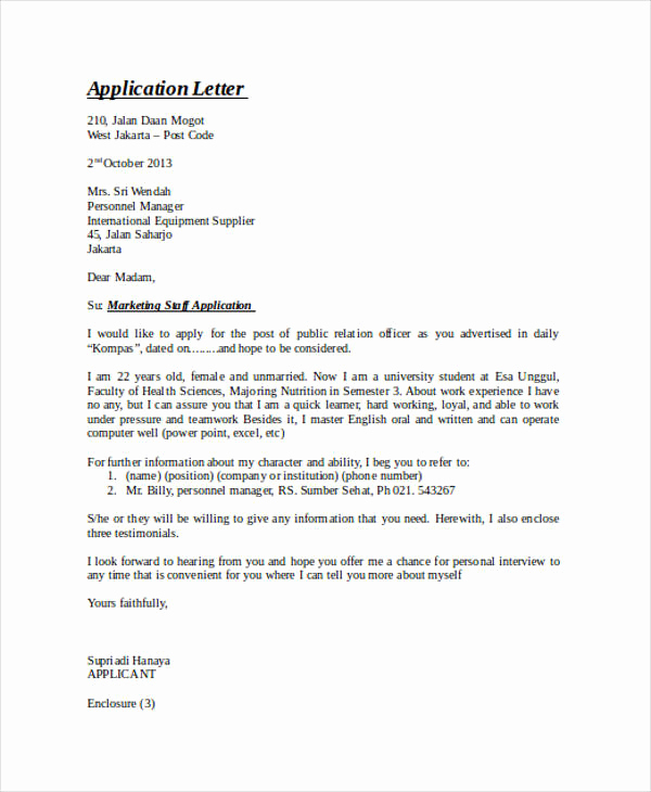 Letters Of Application Examples Lovely 52 Application Letter Examples &amp; Samples Pdf Doc