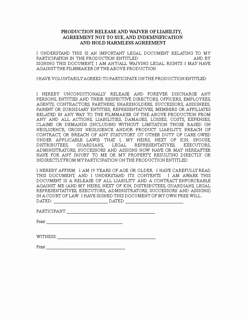 Liability Release form Template Awesome Free Release Of Liability Waiver form