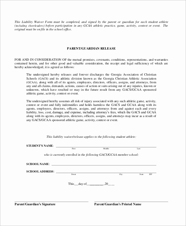 Liability Release form Template Beautiful Sample Liability Waiver form 10 Examples In Word Pdf
