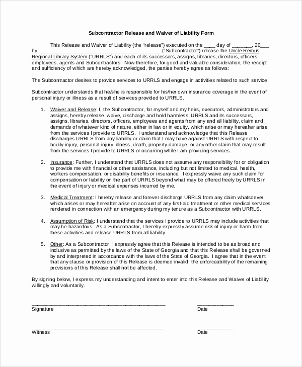 Liability Release form Template Elegant Sample Waiver Of Liability 8 Examples In Pdf Word