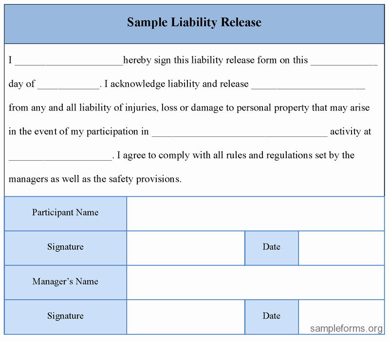 Liability Release form Template Inspirational Free Printable Liability Release form Sample form Generic