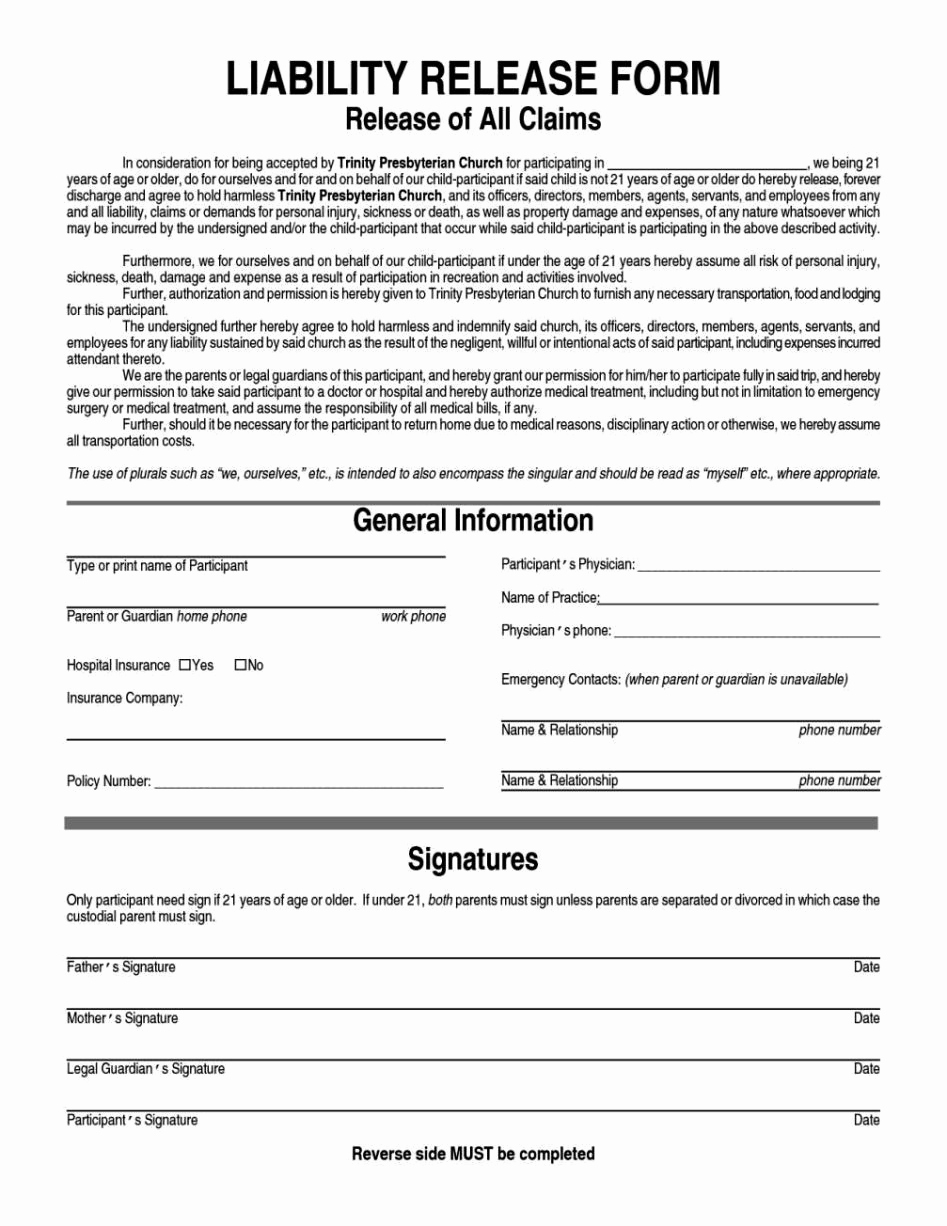 Liability Release form Template Lovely Sports Liability Waiver form Template Sampletemplatess