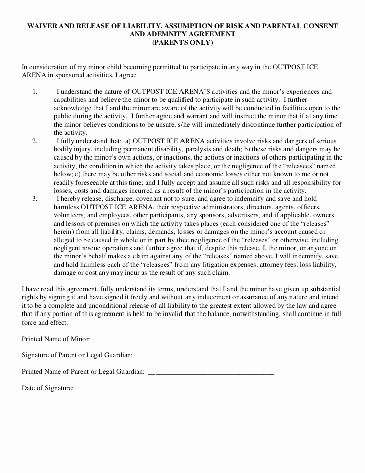 Liability Release form Template Luxury Free Printable Release and Waiver Liability Agreement
