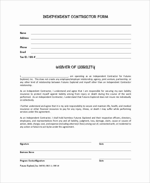 Liability Release form Template New Sample Liability Waiver form 10 Examples In Word Pdf
