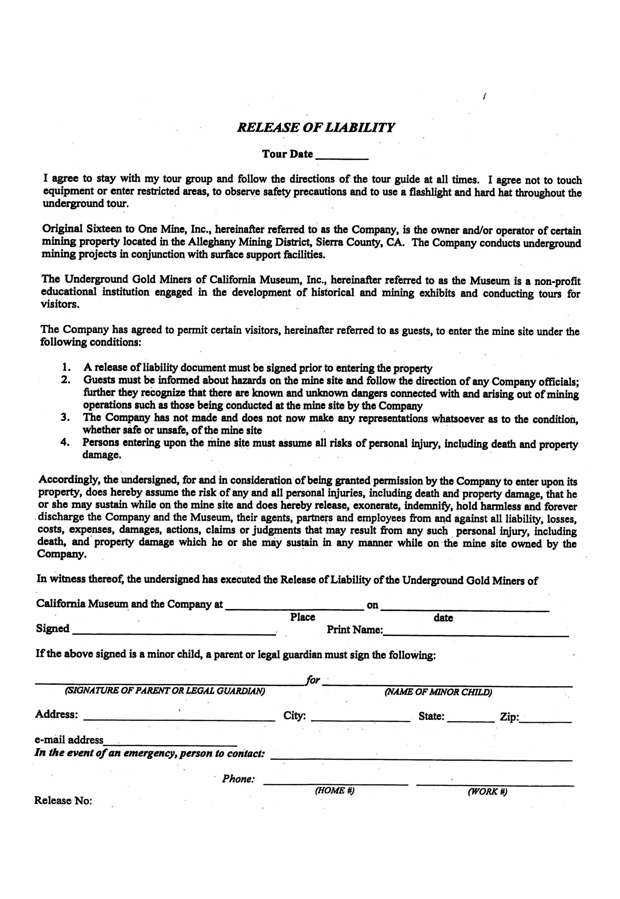 Liability Waiver form Free Awesome Printable Sample Liability form form