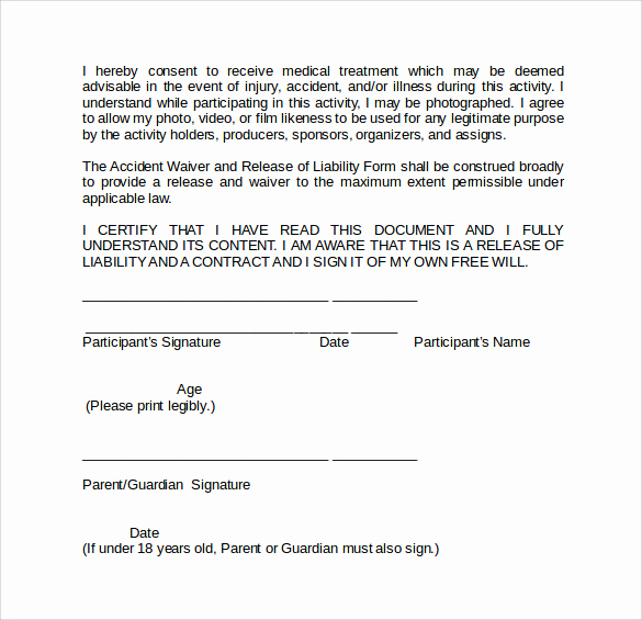 Liability Waiver form Free Awesome Sample Liability Waiver form 9 Download Free Documents