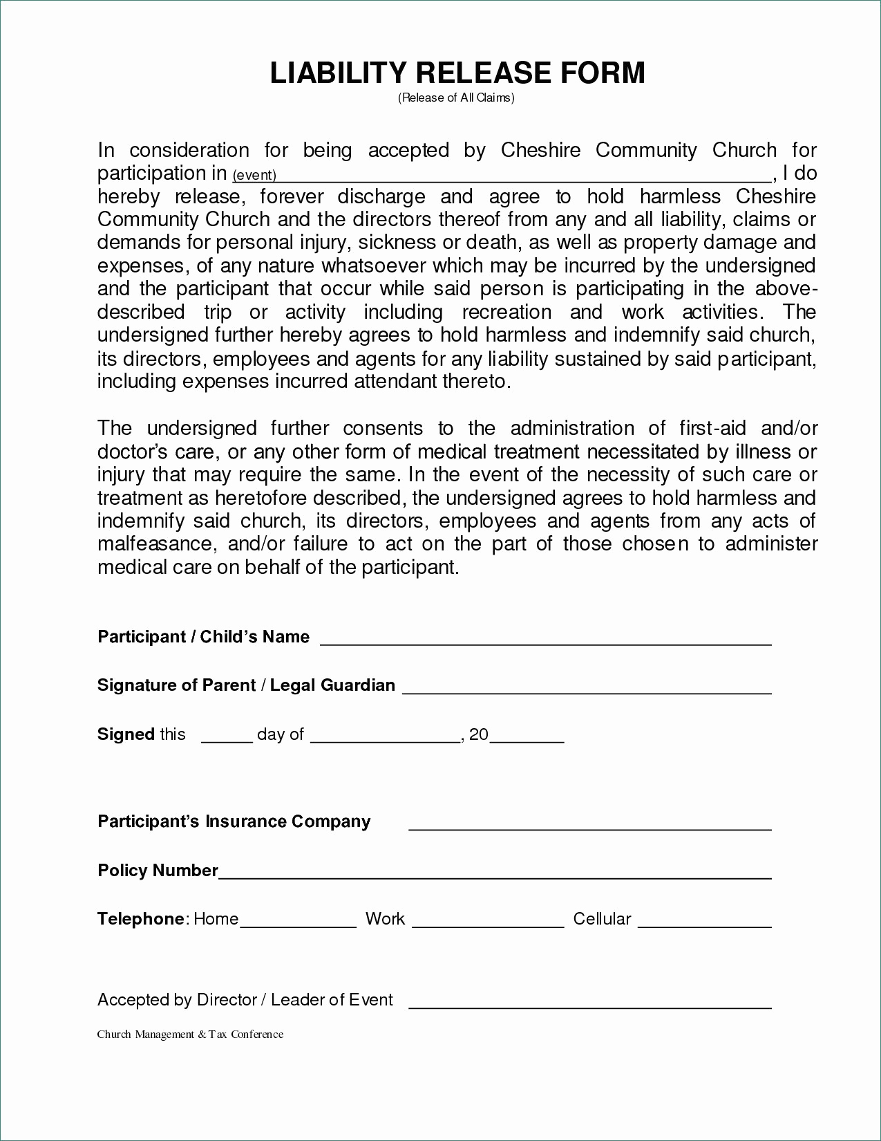 Liability Waiver form Free Lovely General Liability Release form Image – Release Of