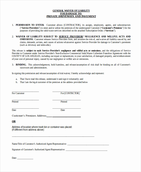 Liability Waiver form Free Lovely Sample General Liability form 10 Free Documents In Word Pdf