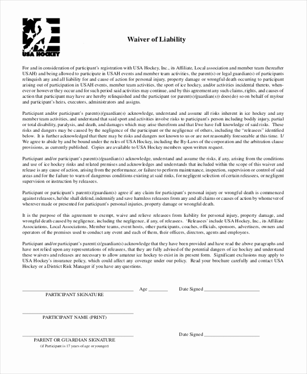 Liability Waiver form Free Luxury Sample Waiver Of Liability form 10 Free Documents In