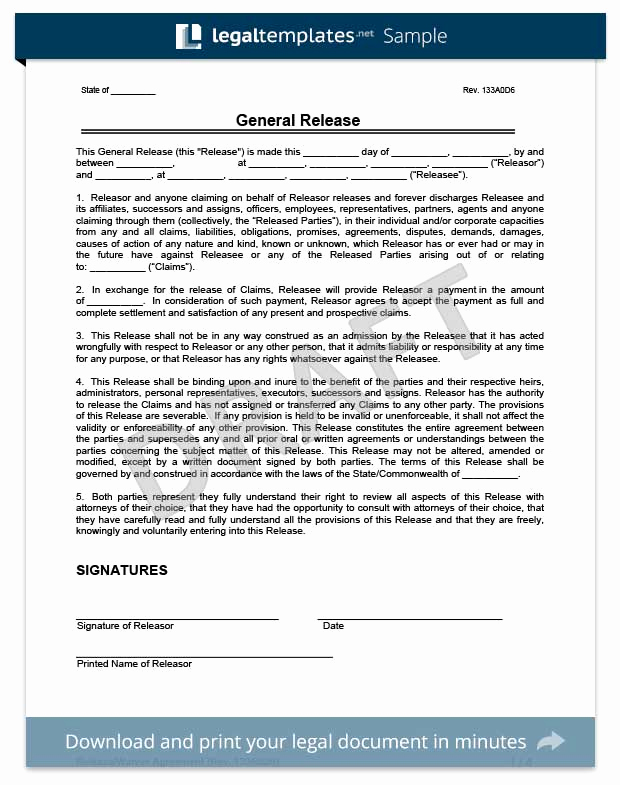 Liability Waiver form Free New Free Release Of Liability form