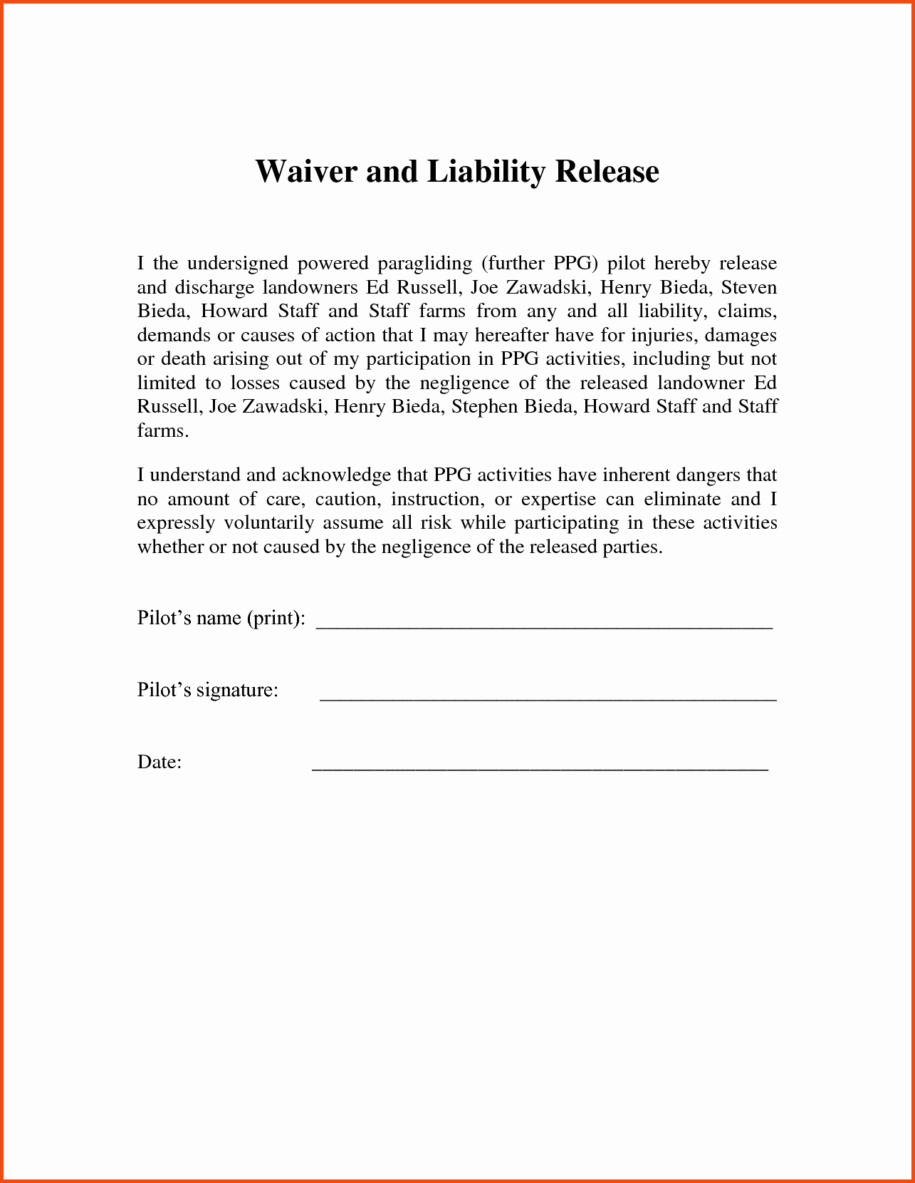 Liability Waiver form Free New Letter Release Liability Template Collection