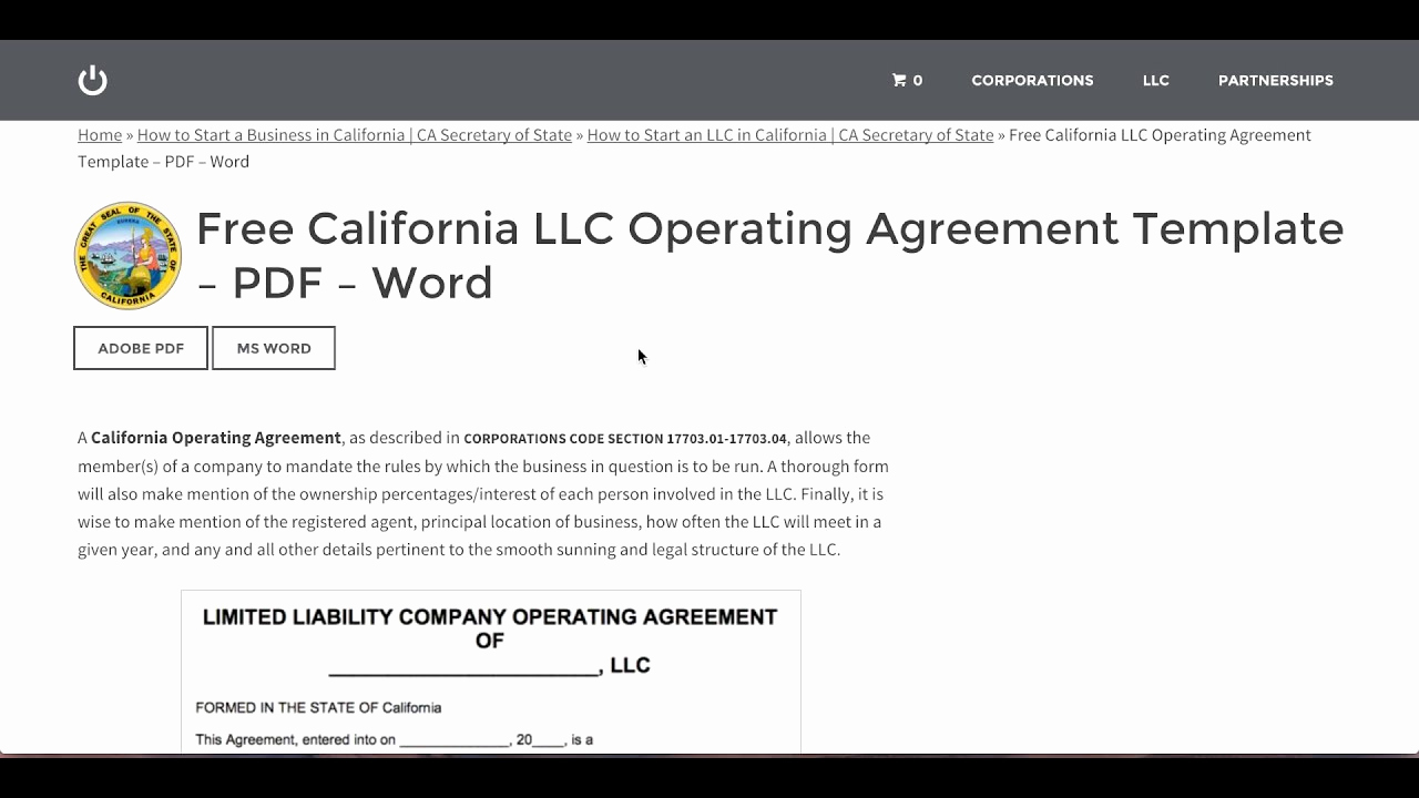 Llc Operating Agreement Pdf Awesome Free California Llc Operating Agreement Template – Pdf