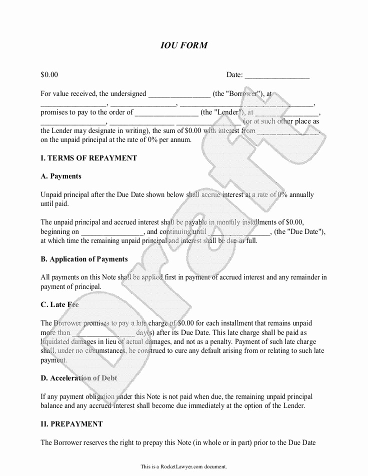 Loan Agreement Between Individuals Best Of Iou form Template Printable Legal Iou with Sample