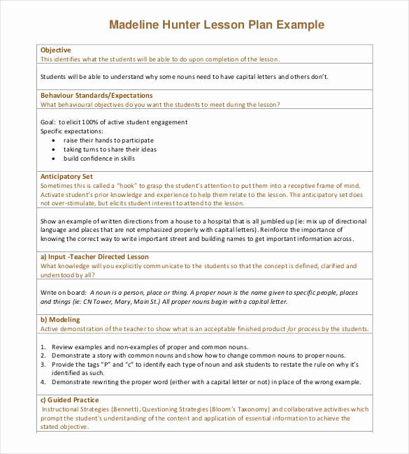 Madeline Hunter Lesson Plan Example New 59 Lesson Plan Templates Pdf Doc Excel