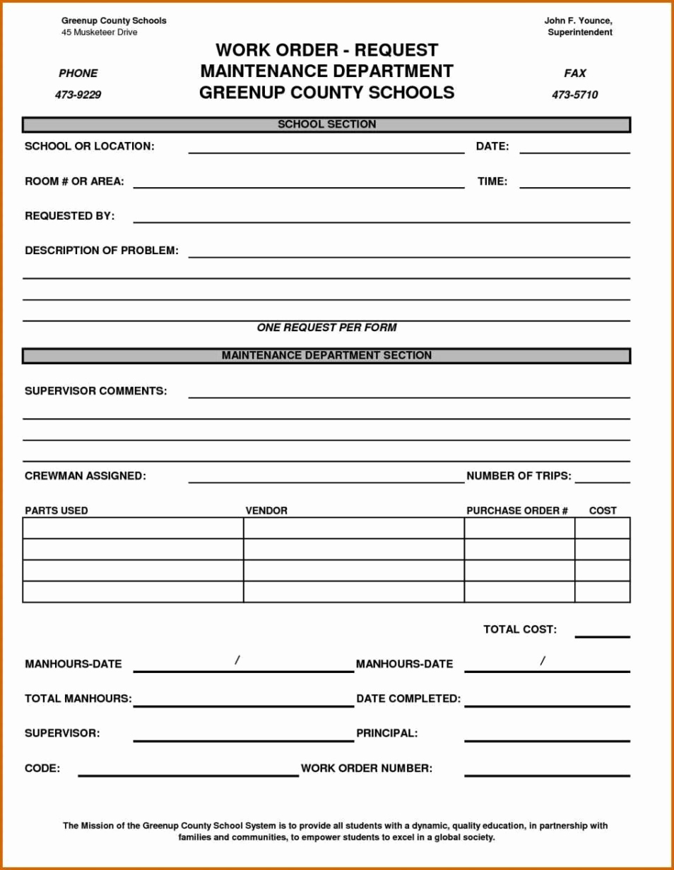 Maintenance Request form Template Awesome Maintenance Work order Template Excel Sampletemplatess