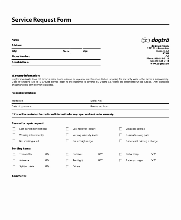 Maintenance Request form Template Awesome Service Request form Templates