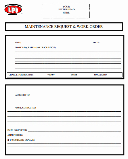 Maintenance Request form Template Fresh 6 Free Maintenance Request form Templates Word Excel