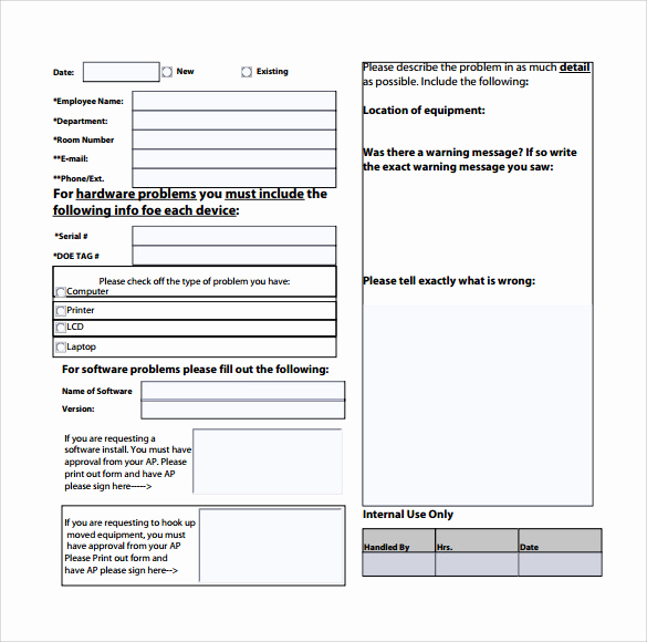 Maintenance Request form Template Lovely Sample Puter Service Request form 12 Download Free