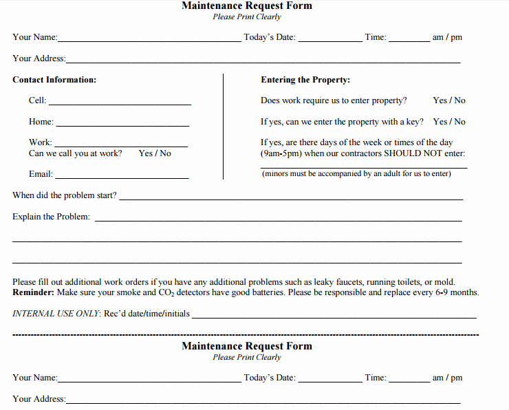 Maintenance Request form Template Luxury 6 Free Maintenance Request form Templates Word Excel