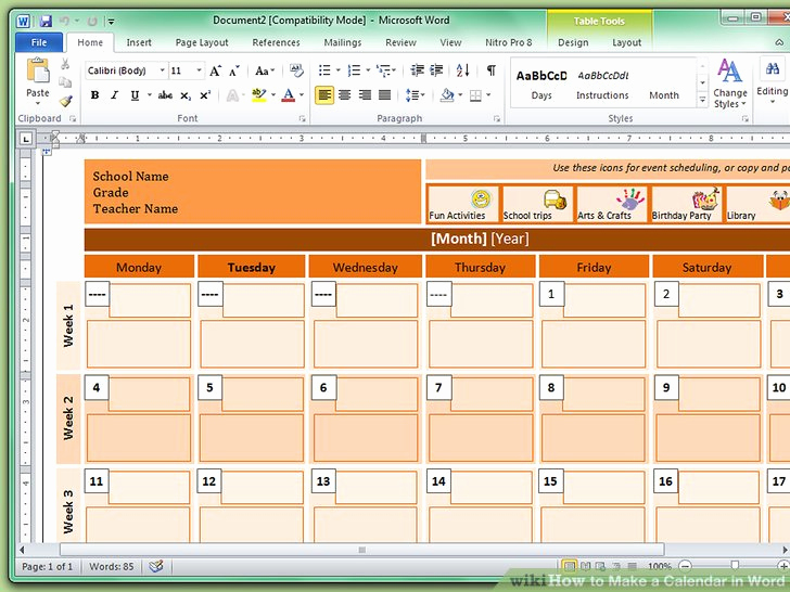 Make A Calendar In Word Fresh How to Make A Calendar In Word with Wikihow