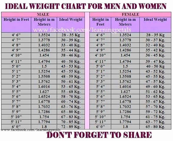 Male Height and Weight Chart Unique Ideal Weight Chart for Men and Women there are Times In