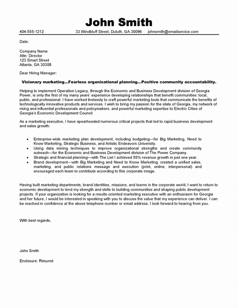 Marketing Cover Letter Examples Awesome Marketing Executive Cover Letter