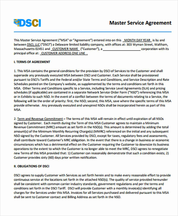 Master Service Agreement Template Beautiful 40 Free Sample Agreements