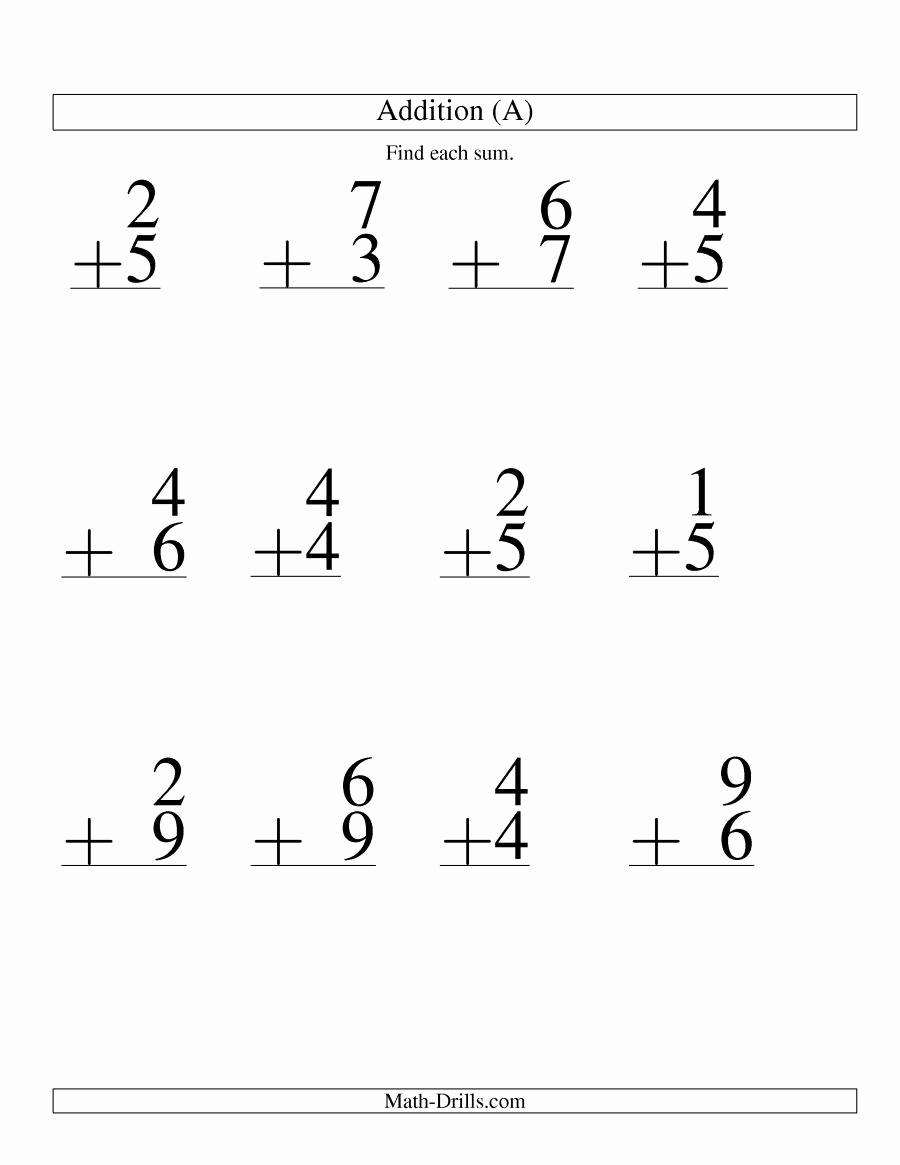 Math Addition and Subtraction Worksheets Awesome Single Digit Addition 9 Questions A