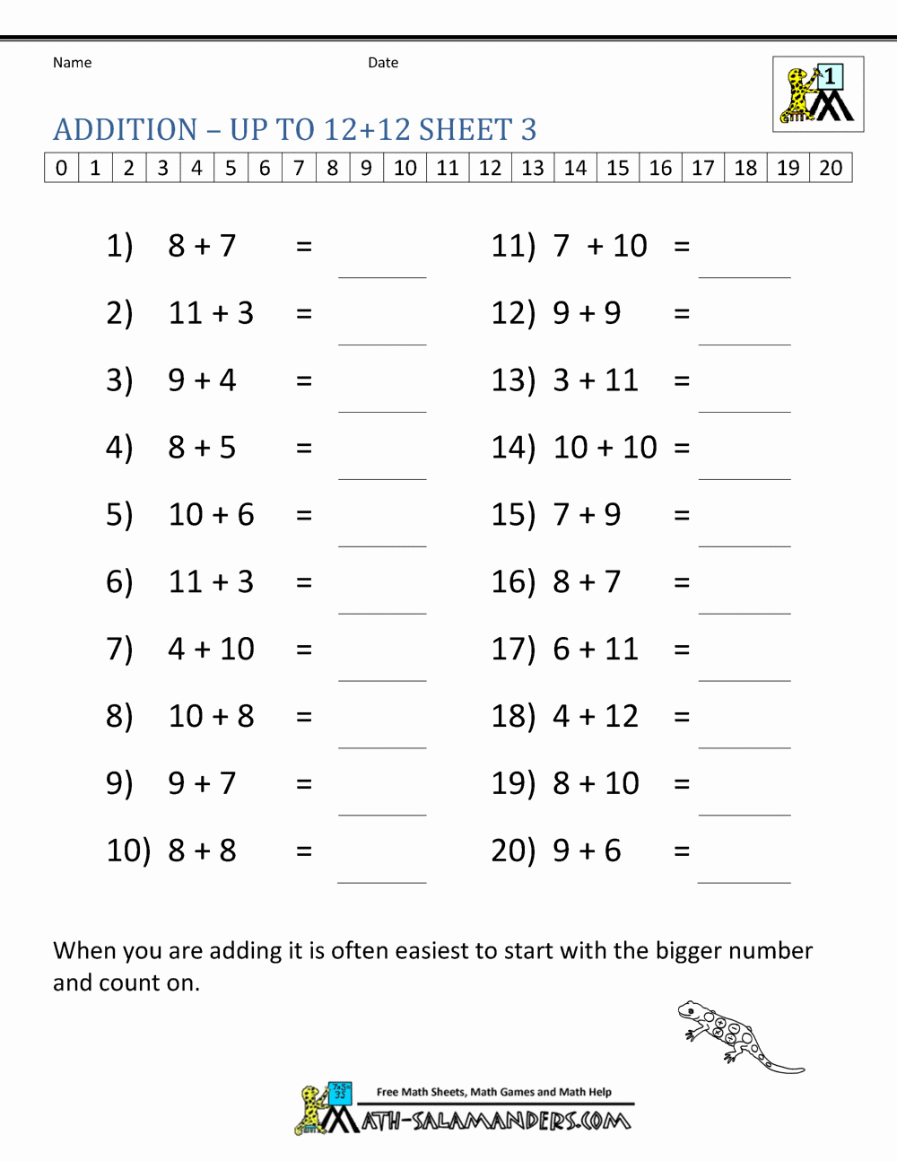 Math Addition and Subtraction Worksheets Inspirational Learning Addition Facts Worksheets 1st Grade