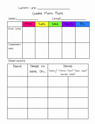 Math Lesson Plan Template Unique the Creative Apple Guided Math Loads Of Ideas for