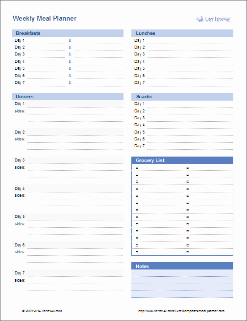 Meal Plan Template Excel Awesome Meal Planner Template Weekly Menu Planner