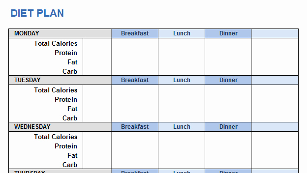 Meal Plan Template Excel Awesome Weight Training Plan Template for Excel