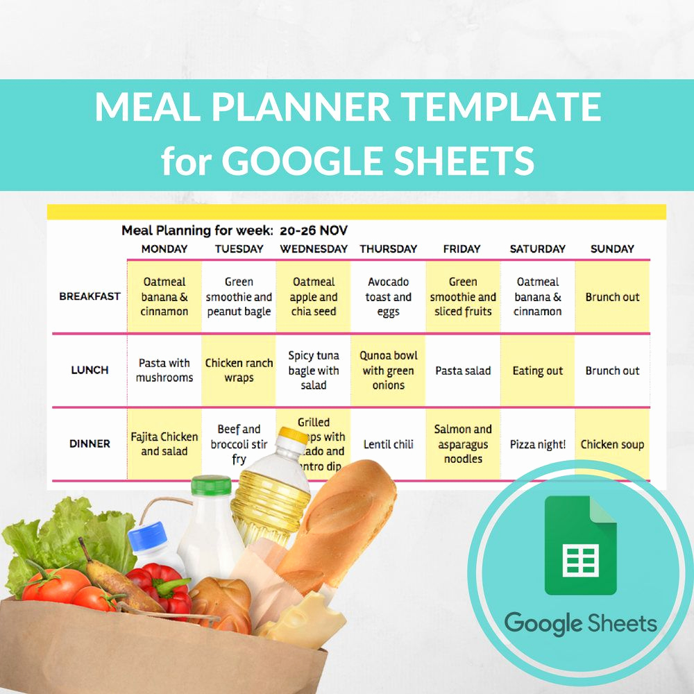 Meal Plan Template Excel Beautiful Meal Planner Template Spreadsheet Grocery Planning Excel