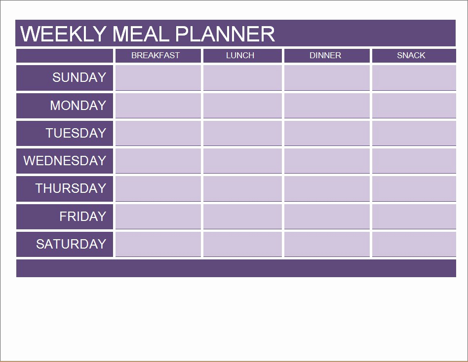 Meal Plan Template Excel Elegant Meal Planner Calendar