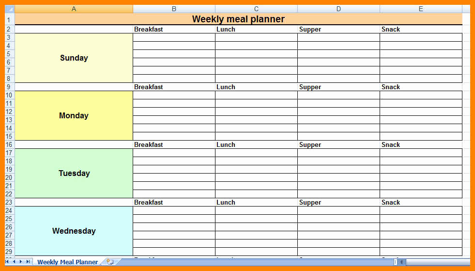 Meal Plan Template Excel Lovely 18 Excel Meal Plan Template