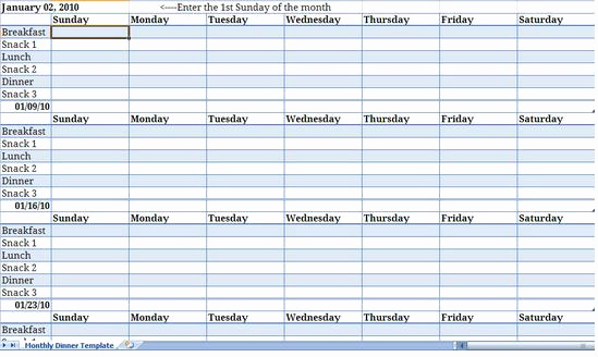 Meal Plan Template Excel Unique Monthly Meal Planner Template