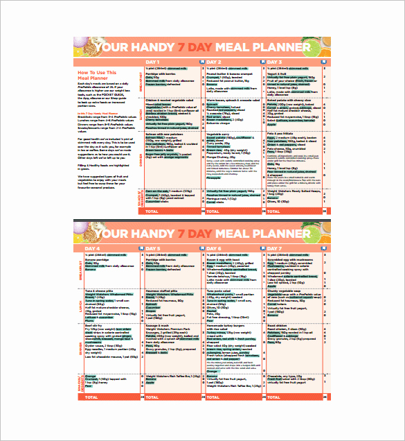 Meal Plan Template Pdf Lovely 11 Meal Planning Templates Free Sample Example format
