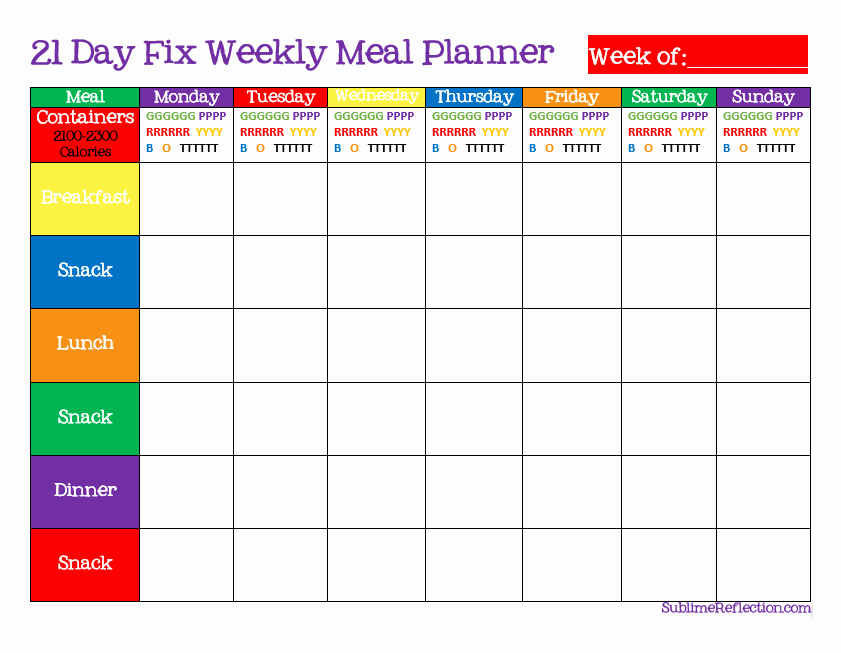 Meal Plan Template Pdf Unique How to Create A 21 Day Fix Meal Plan Sublime Reflection