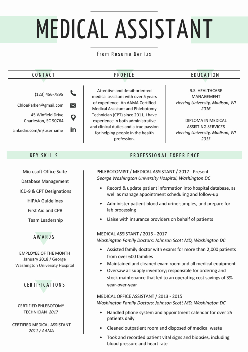 Medical assistant Resume Template Beautiful Medical assistant Resume Sample &amp; Writing Guide