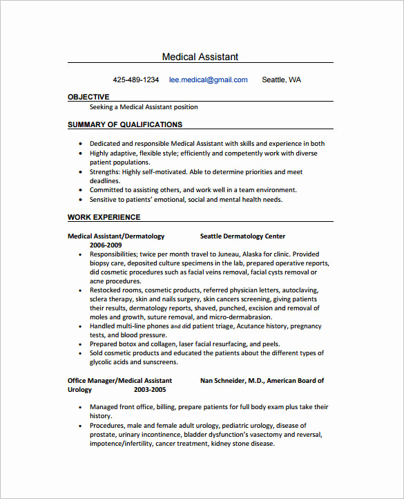 Medical assistant Resume Template Beautiful Samples Resumes for Medical assistant