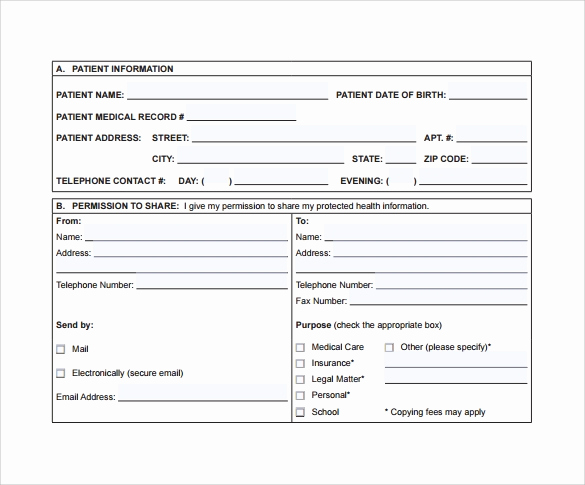 Medical Record Release form Fresh 8 Generic Medical Records Release form