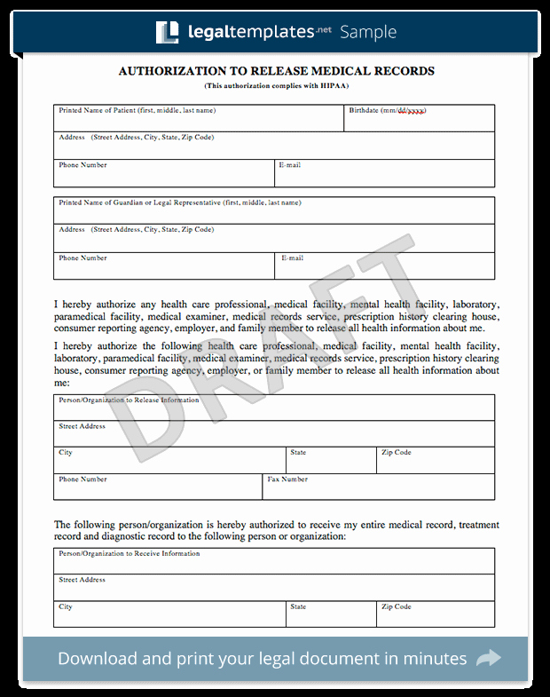 Medical Record Release form Luxury Medical Records Release form