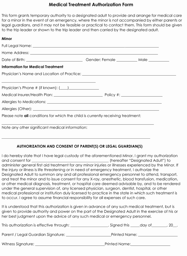 Medical Release form Templates Best Of Child Medical Consent form Templates 6 Samples for Word