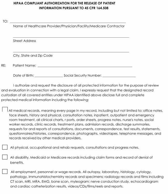 Medical Release form Templates Fresh Medical Records Release form Templates Free Printable forms