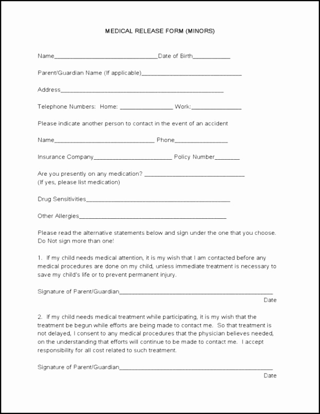 Medical Release form Templates Inspirational Blank Medical forms Mughals