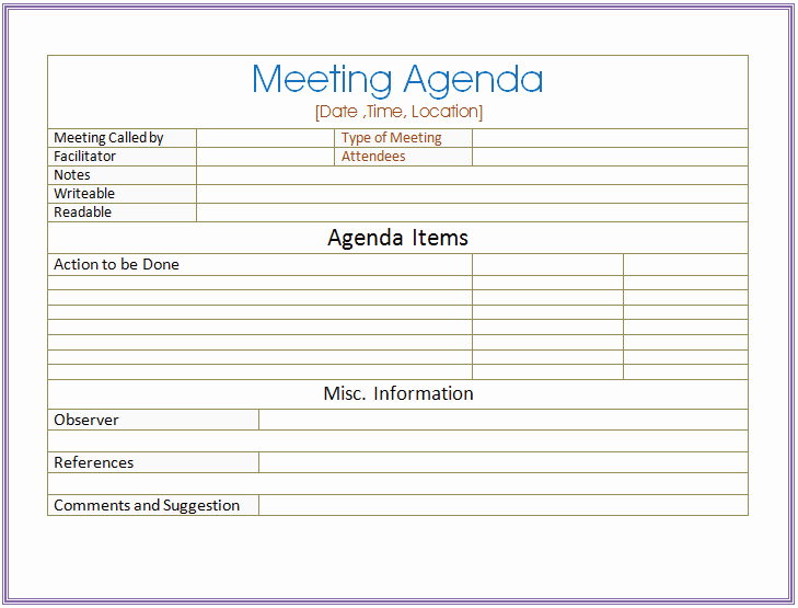 Meeting Agenda Template Doc Fresh Agenda Template Template for Meeting Minutes