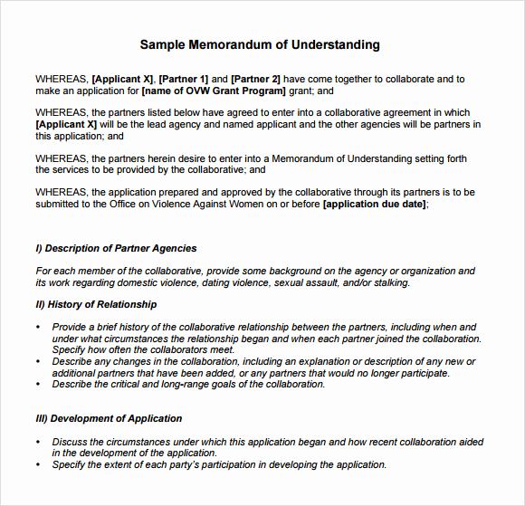Memorandum Of Understanding Sample Beautiful Sample formal Memorandum 6 Documents In Word Pdf